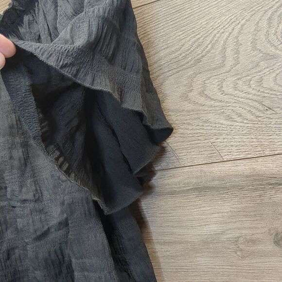 Black Short Sleeve Elastic Neckline Blouse Women's Plus Size 4x - Picture 4 of 7